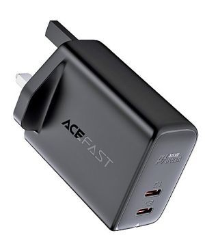 Acefast 40W Dual Type C 3-Pin UK Charging Plug 