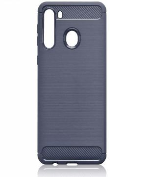Carbon Fibre Gel case for Samsung Galaxy A21 Blue