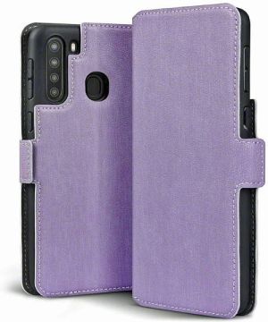 Low Profile Wallet Case for Samsung Galaxy A21 Purple