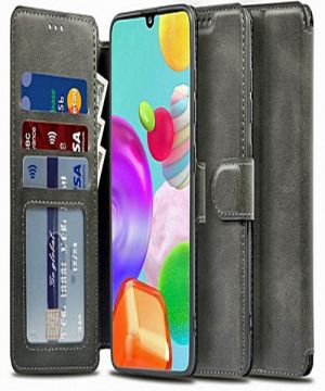 Smart Wallet Book Case for Samsung Galaxy M21s in Black